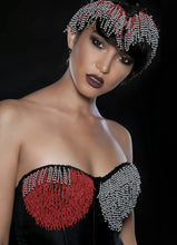 Load image into Gallery viewer, Gray and red beaded corset