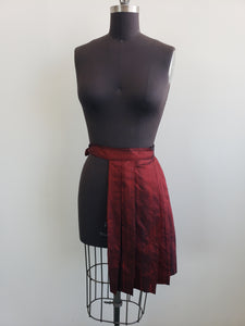 Raw silk kilted over skirt
