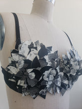 Load image into Gallery viewer, Leaf me Alone Bra in b/w flowers