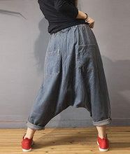 Load image into Gallery viewer, Denim Drop Crotch Cropped Pants